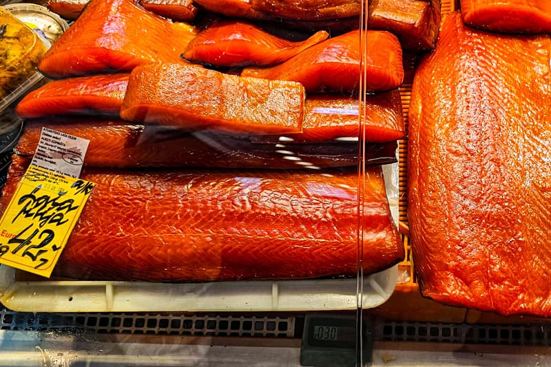 Old Town Riga: If The Walls Could Talk 12 Smoked salmon at Riga Central Market.