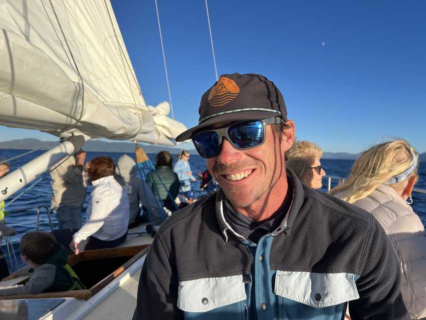 North Lake Tahoe, California 4 image of sail boat on an evening sail with captain Austin on the Tahoe Sailing Charter.