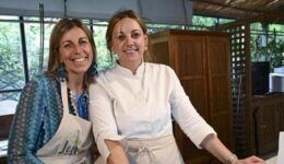 Sisters Pia (left) and Francesca help to run the family's enterprises, including the nursery, greenhouse, cooking classes, and the Fattoria Terranova farm.