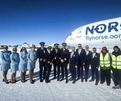 Norse Atlantic Airways Boeing 787 Dreamliner in Antarctica.