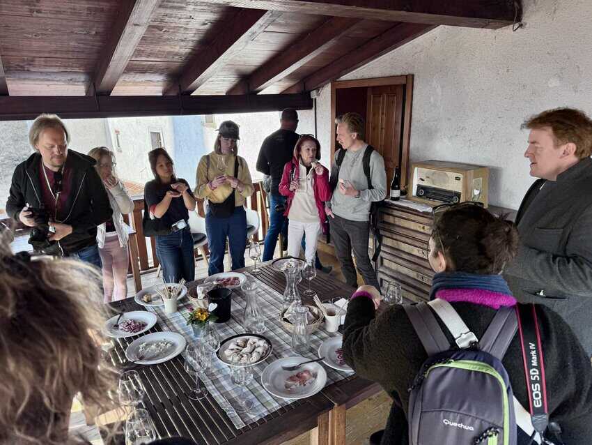 On the terrace of Davorin Mesesnel tourist farmhouse.