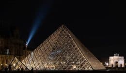 The Louvre is the world's most visited museum. Inside its courtyard stands the iconic pyramid which serves as the entrance to the museum. Standing at 71 ft. high, it consists of 603 rhombus-shaped and 70 triangular glass segments.