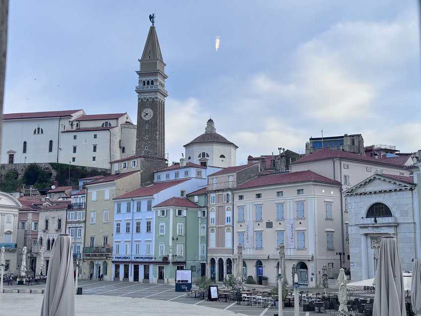 The piazza in Piran–a little bit of Italy in Slovenia. 