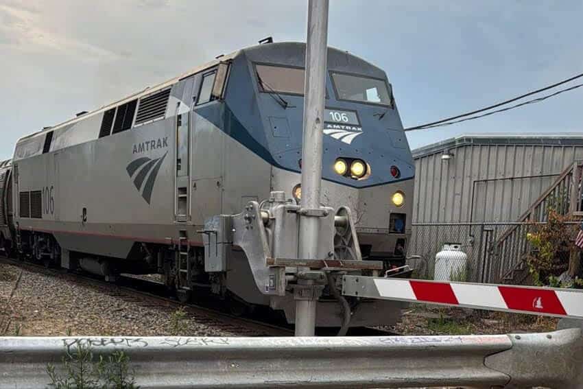 Downeaster Train from Boston to Maine 2 The Downeaster chugs through Old Orchard Beach Maine. Max Hartshorne photos.