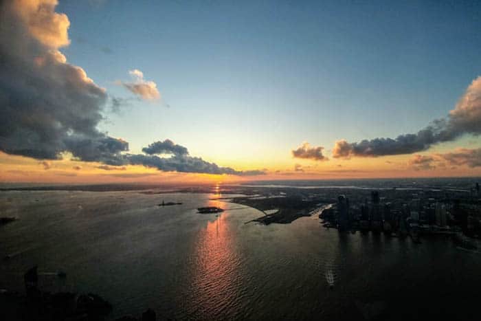 Sunset over New York Harbor.