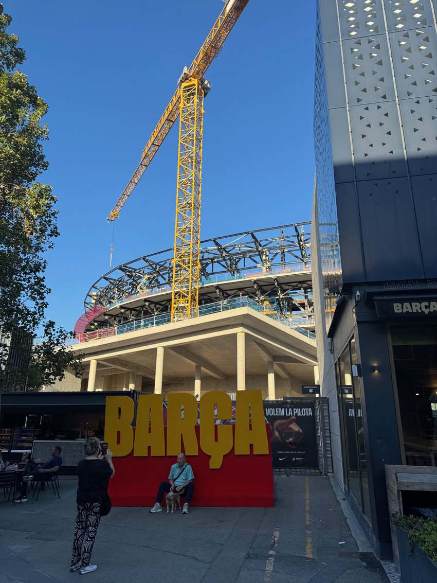 Lleida, Barcelona, And The Raimat Arts Festival In Spain 9 Construction cranes at the FC Barcelona Football Club, enlarging the stadium to seat 103,000.