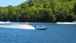 Boating on Lake of the Ozarks, Missouri.