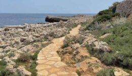Walking path along the sea in Antibes, France.